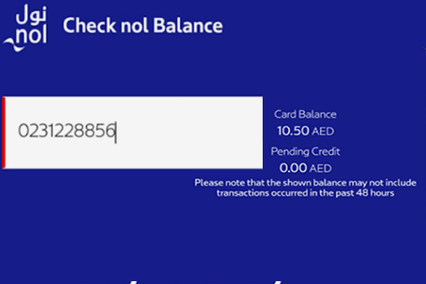 NOL Card Balance Check via RTA